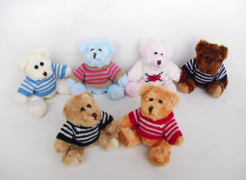 條紋衣服泰迪熊絨毛娃娃