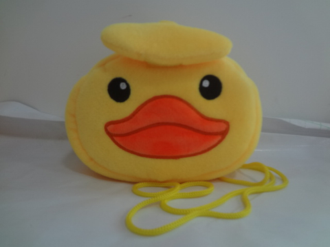 黃色小鴨毛絨斜挎包手提包